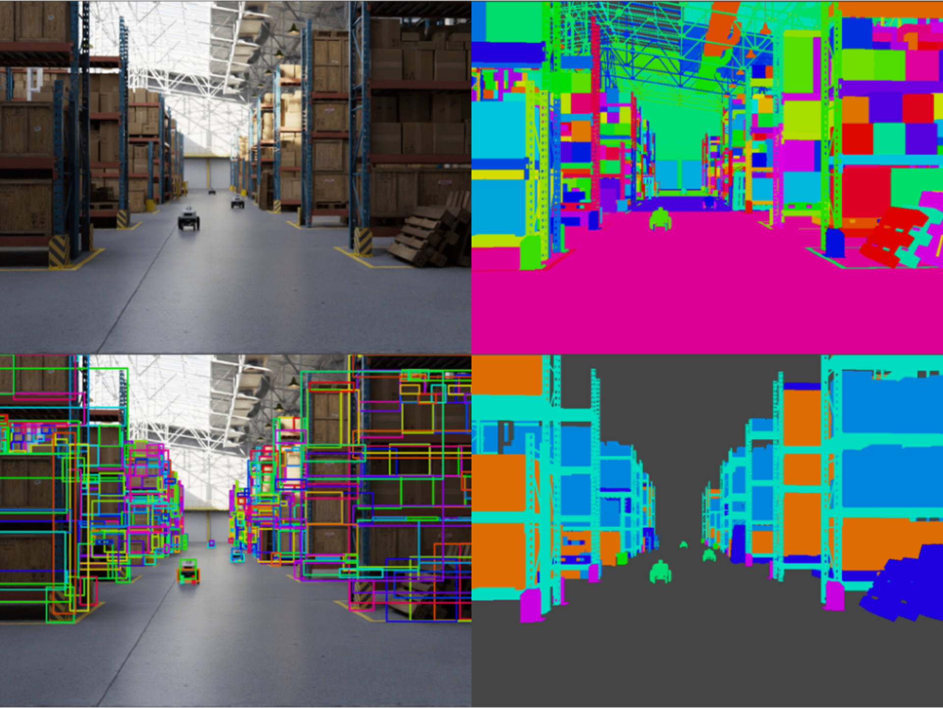 depth and segmentation overlay on a robot view