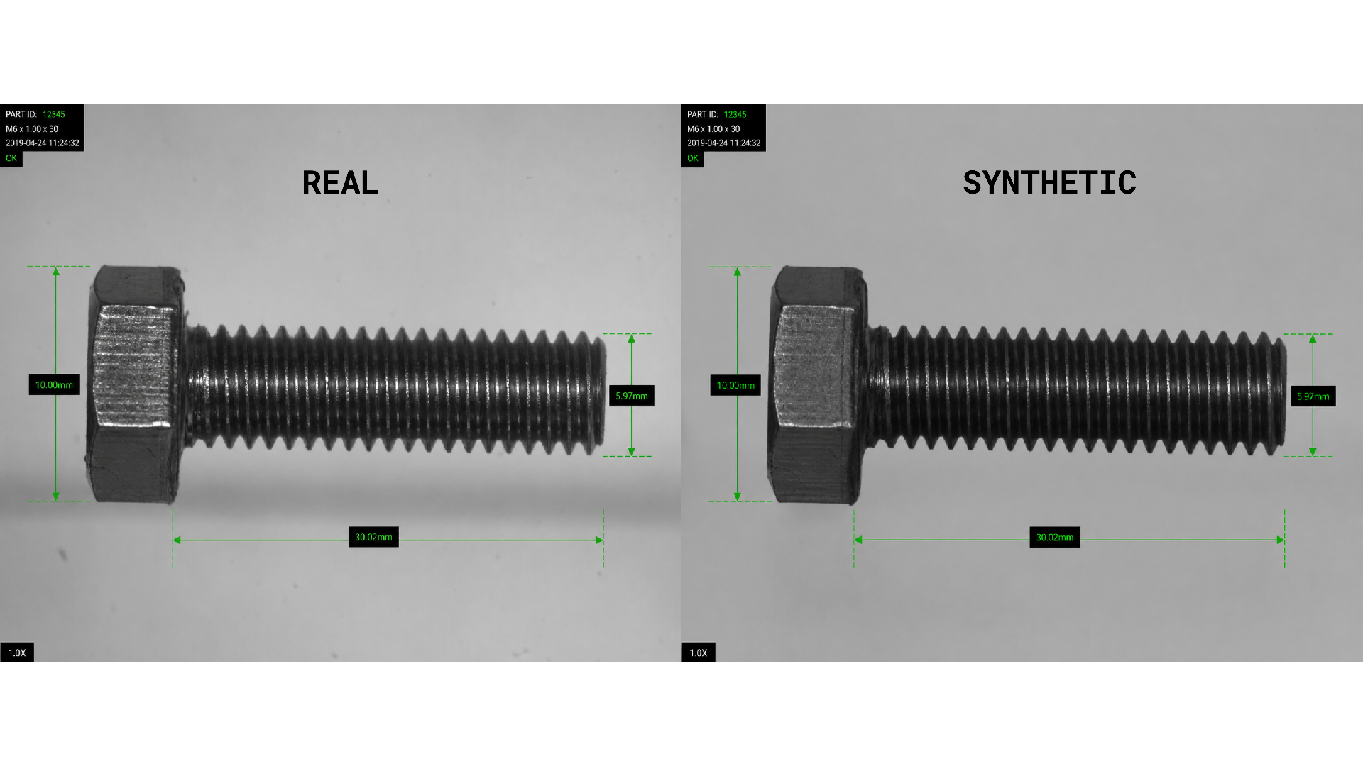 real photo on the left, synthetic render on the right