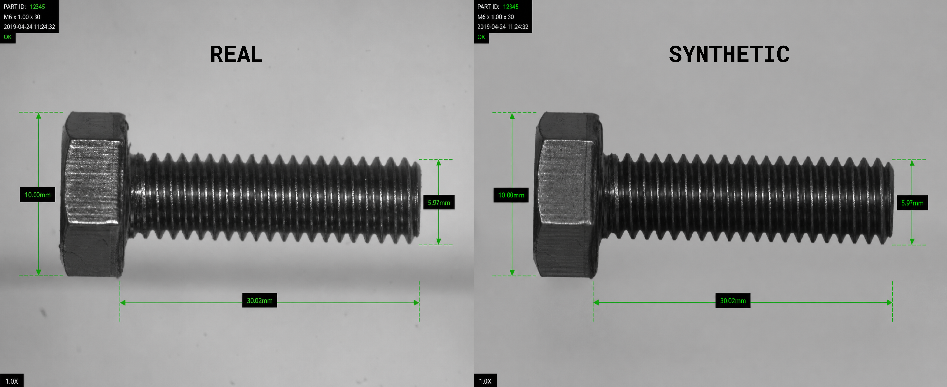 real photo on the left, synthetic render on the right